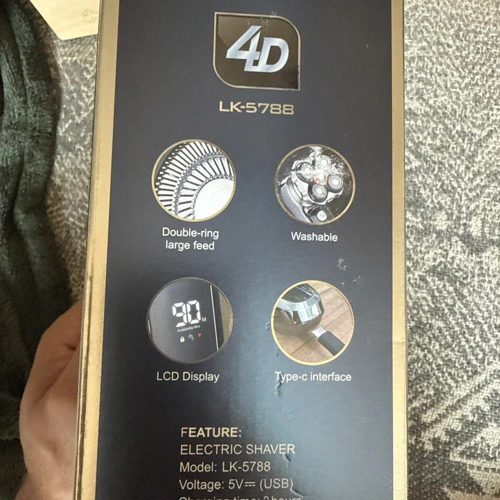 4D LK-5788 5-Head Electric Rotary Shaver USB-C Rechargeable Wet/Dry LCD